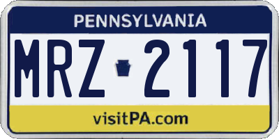 PA license plate MRZ2117