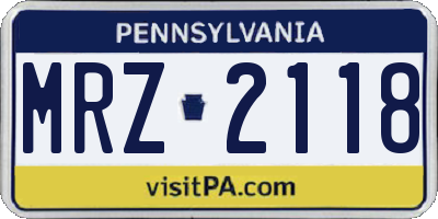 PA license plate MRZ2118