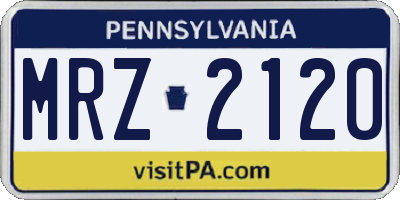PA license plate MRZ2120