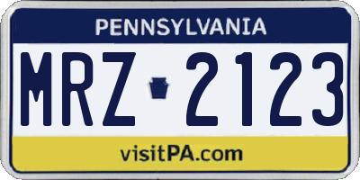 PA license plate MRZ2123