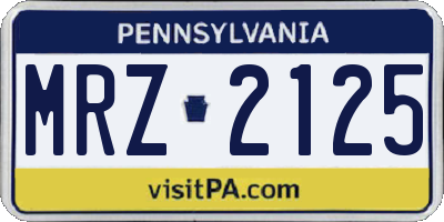 PA license plate MRZ2125