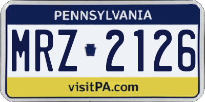 PA license plate MRZ2126