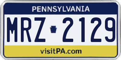 PA license plate MRZ2129