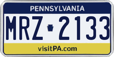 PA license plate MRZ2133