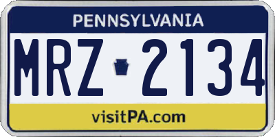 PA license plate MRZ2134