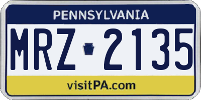 PA license plate MRZ2135