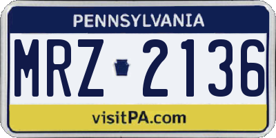 PA license plate MRZ2136