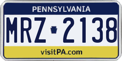 PA license plate MRZ2138