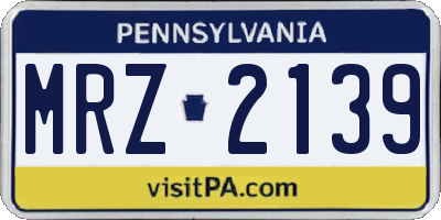 PA license plate MRZ2139