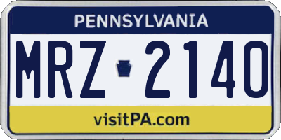 PA license plate MRZ2140