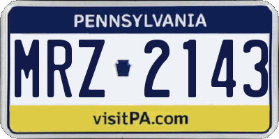 PA license plate MRZ2143