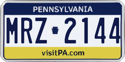 PA license plate MRZ2144