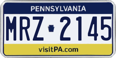 PA license plate MRZ2145