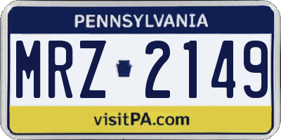 PA license plate MRZ2149