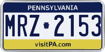 PA license plate MRZ2153