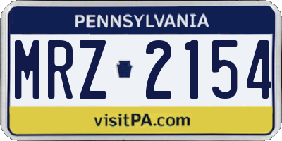PA license plate MRZ2154
