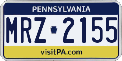 PA license plate MRZ2155