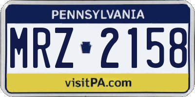 PA license plate MRZ2158