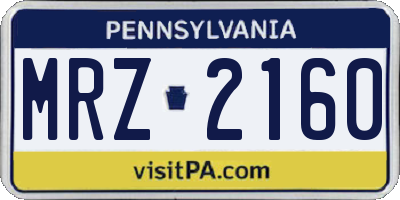 PA license plate MRZ2160