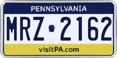 PA license plate MRZ2162