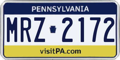 PA license plate MRZ2172
