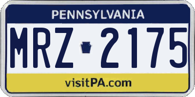 PA license plate MRZ2175
