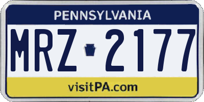 PA license plate MRZ2177