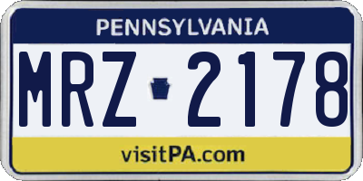 PA license plate MRZ2178