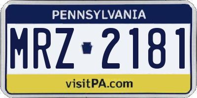 PA license plate MRZ2181