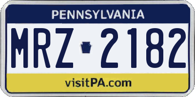 PA license plate MRZ2182