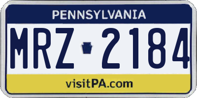 PA license plate MRZ2184