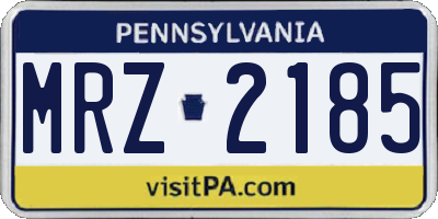 PA license plate MRZ2185