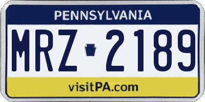 PA license plate MRZ2189