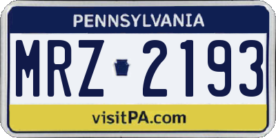 PA license plate MRZ2193
