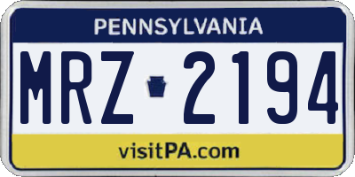 PA license plate MRZ2194
