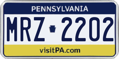 PA license plate MRZ2202