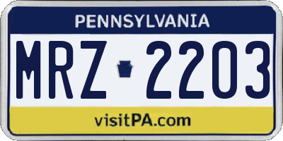 PA license plate MRZ2203