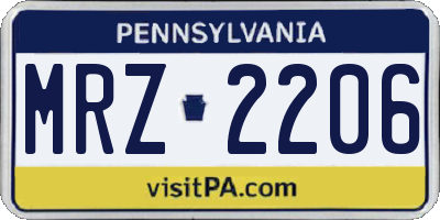 PA license plate MRZ2206