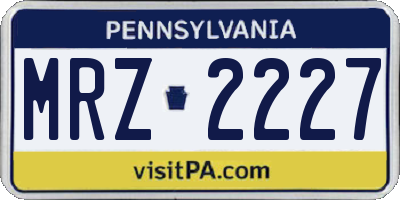 PA license plate MRZ2227
