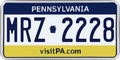 PA license plate MRZ2228