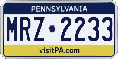 PA license plate MRZ2233