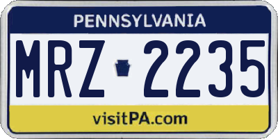PA license plate MRZ2235