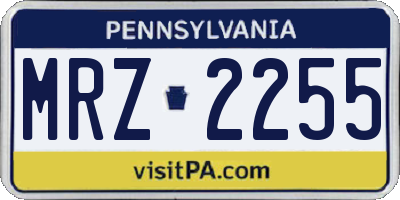 PA license plate MRZ2255
