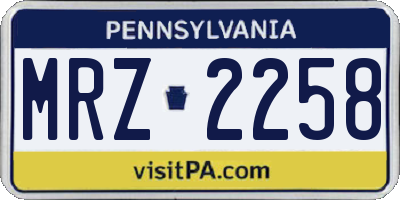 PA license plate MRZ2258