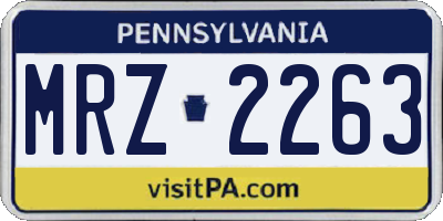 PA license plate MRZ2263