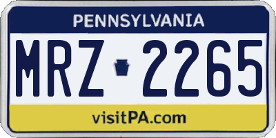 PA license plate MRZ2265