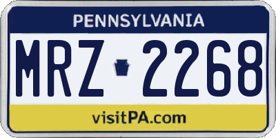PA license plate MRZ2268