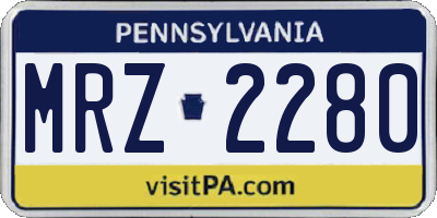 PA license plate MRZ2280