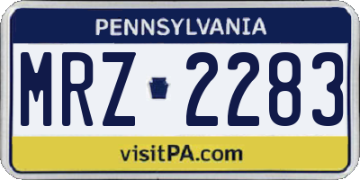 PA license plate MRZ2283
