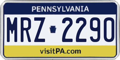 PA license plate MRZ2290